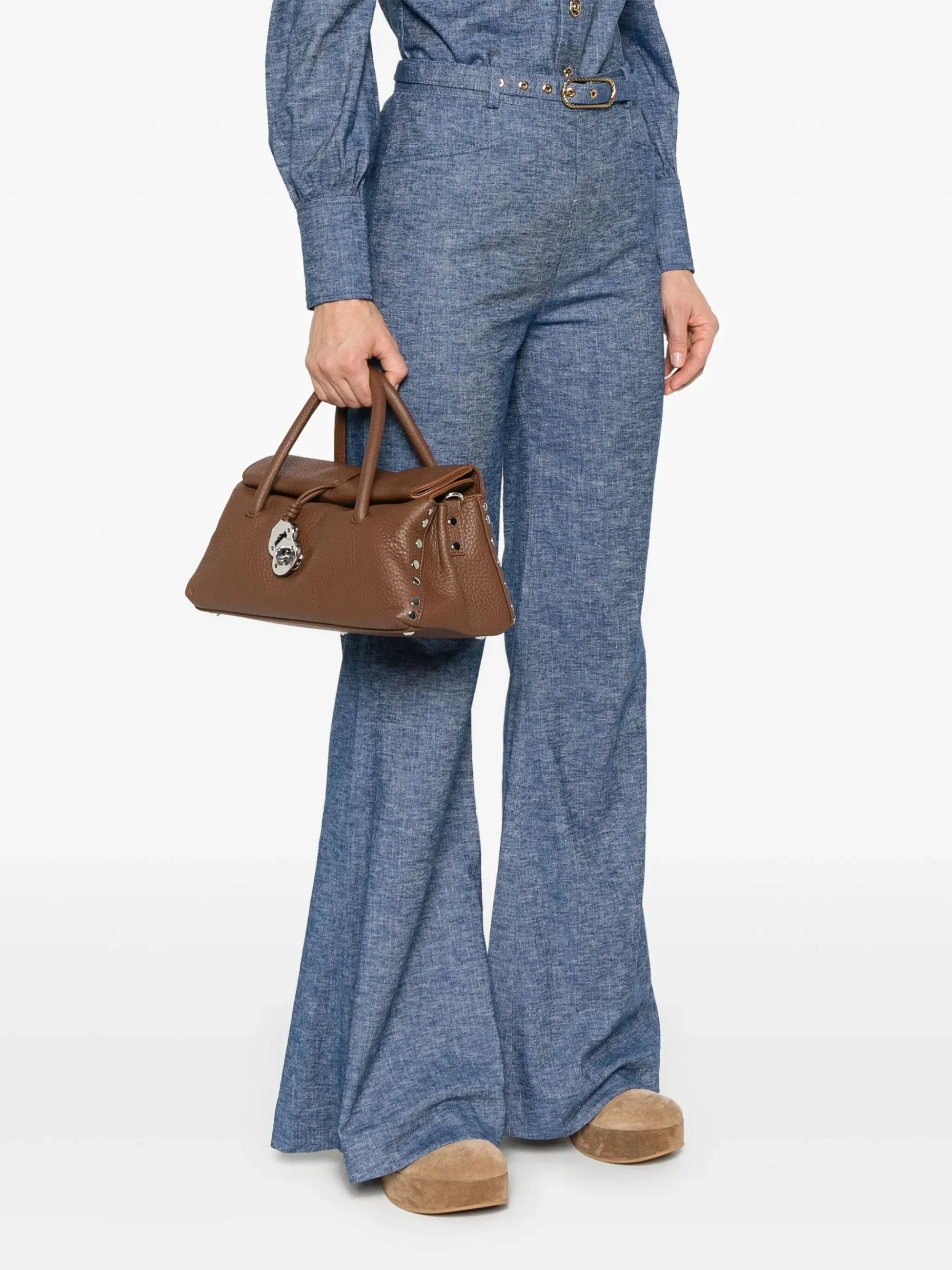 Zanellato Elegant Top Handle Bag with Silver-Tone Hardware and Twist-Lock Fastening - Image 5