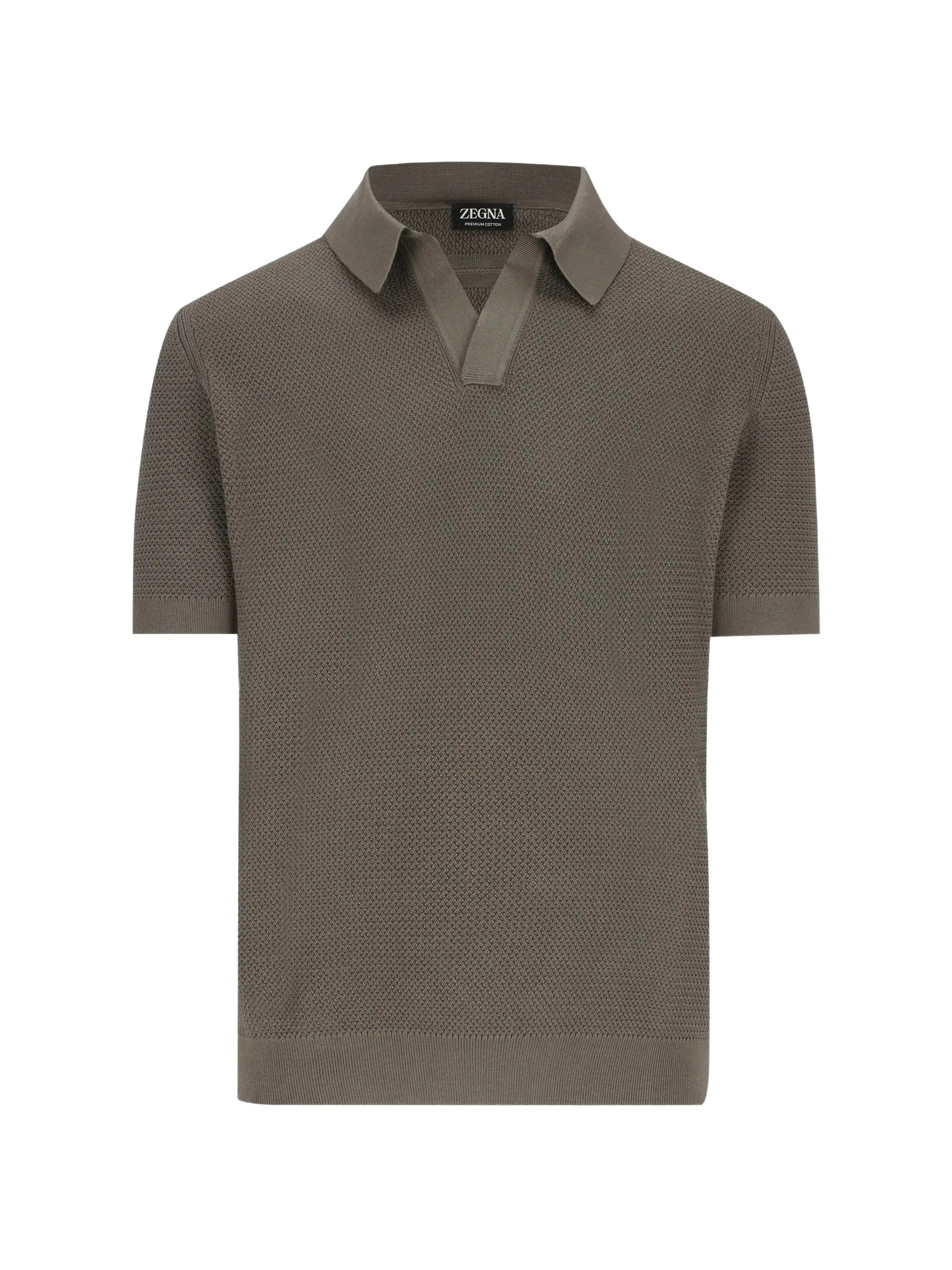 Zegna Classic Jacquard Knit Polo with Short Sleeves