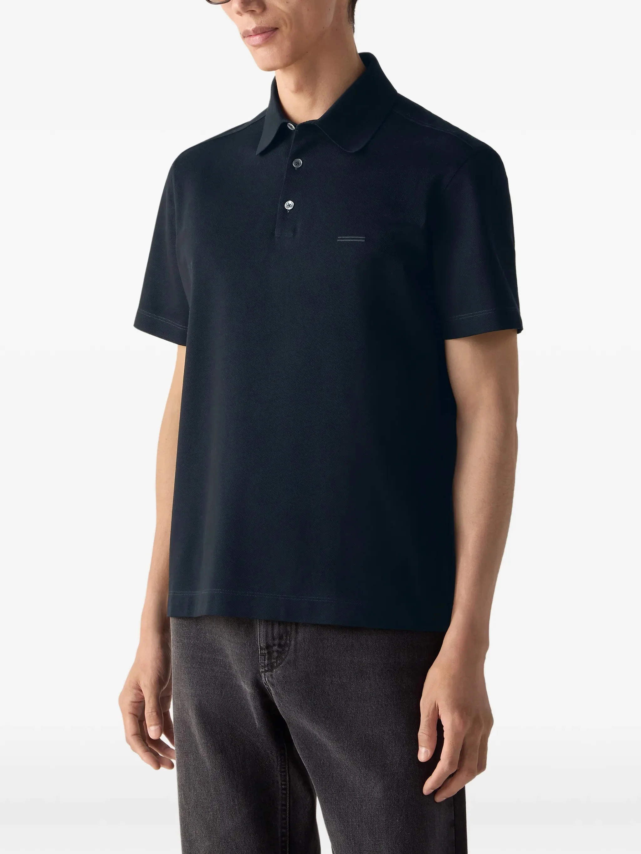 Zegna Classic ReguTher Fit Short Sleeve Knit Polo - Image 2