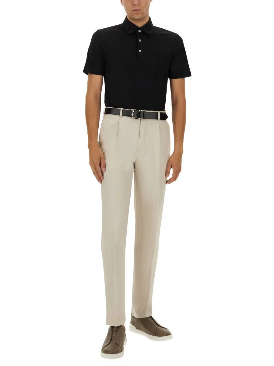 ZEGNA Cotton Polo Shirt with Pocket - Image 2