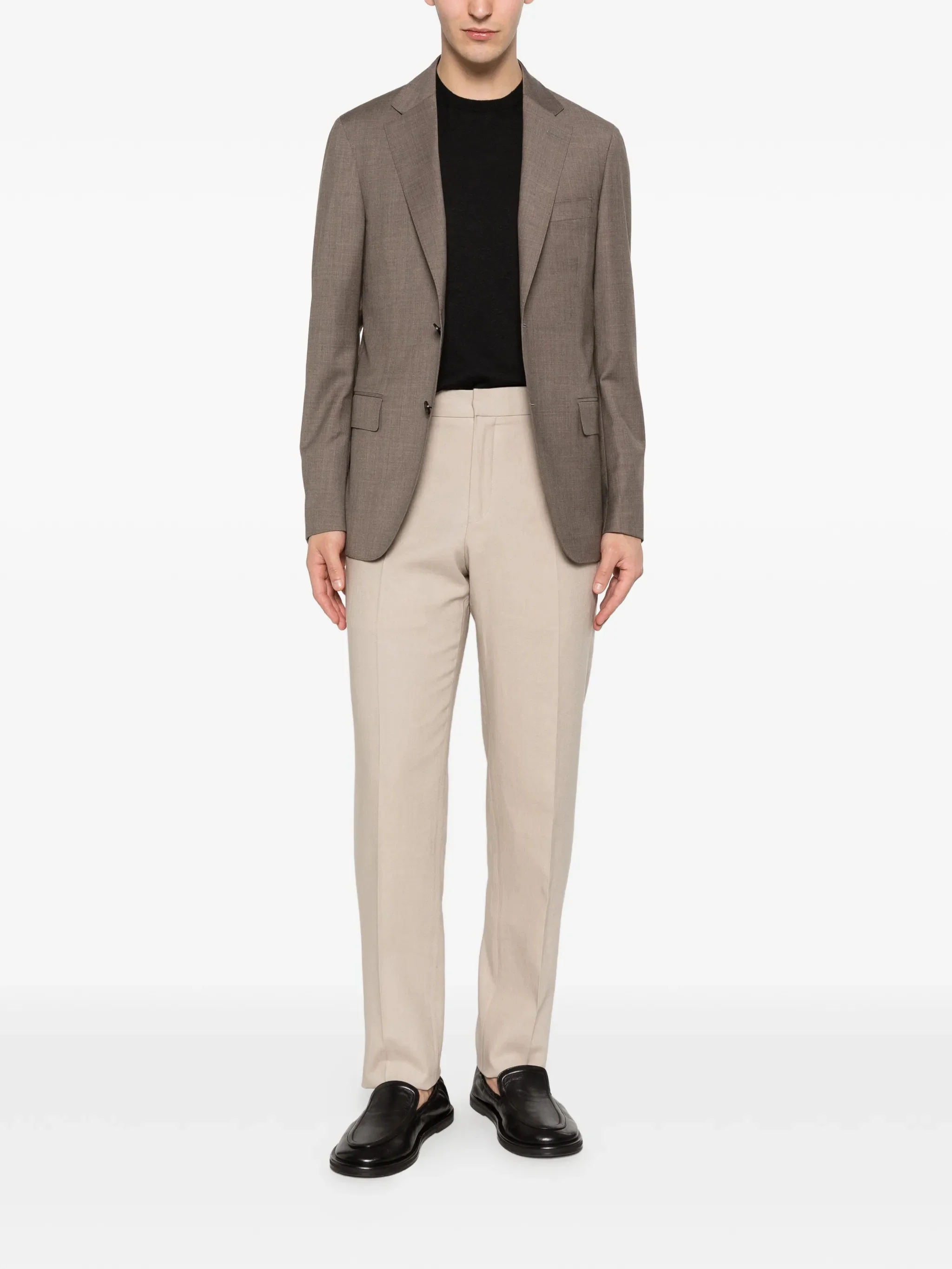Zegna Men's Regular Fit 20 cm Hem Linen Trousers - Image 2