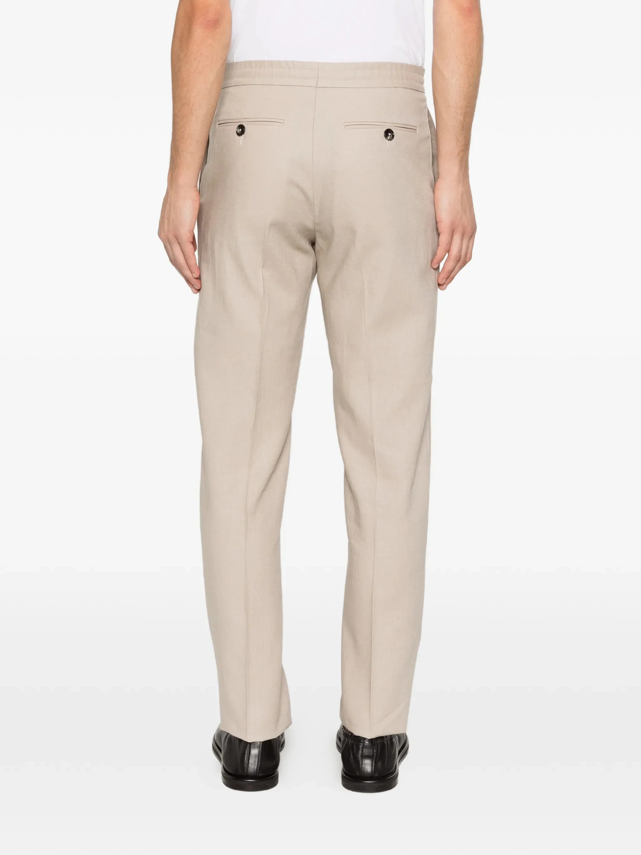 Zegna Men's Regular Fit 20 cm Hem Linen Trousers - Image 4