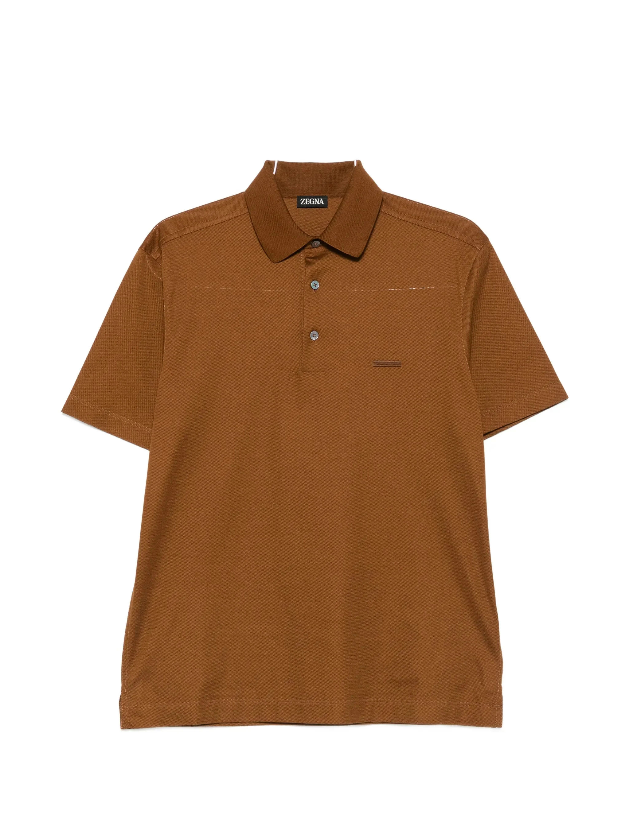 Zegna Short Sleeve Knit Polo with Rolled Hem for Men