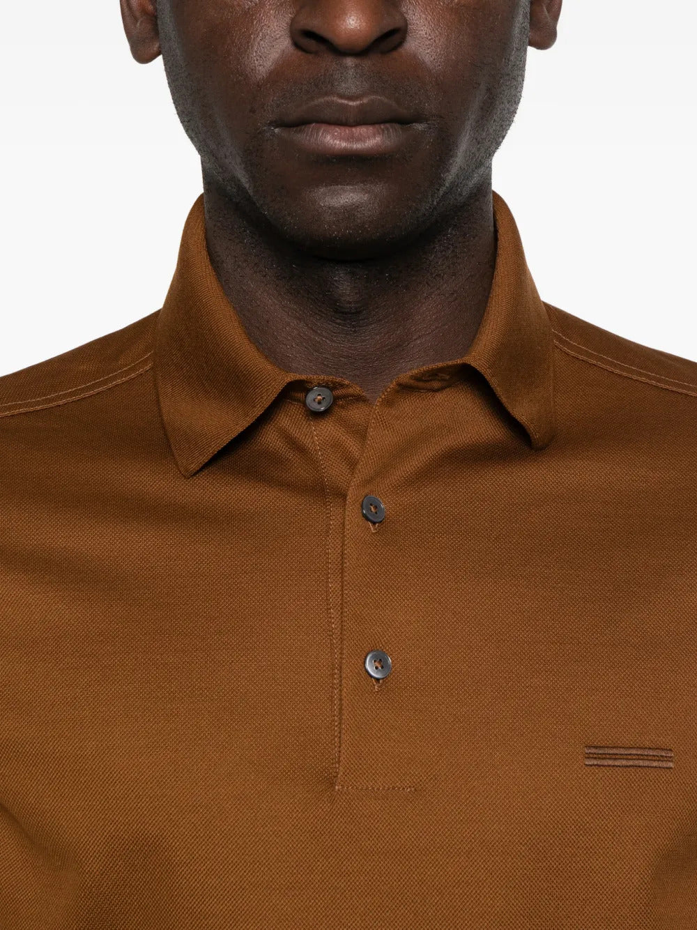 Zegna Short Sleeve Knit Polo with Rolled Hem for Men - Image 5