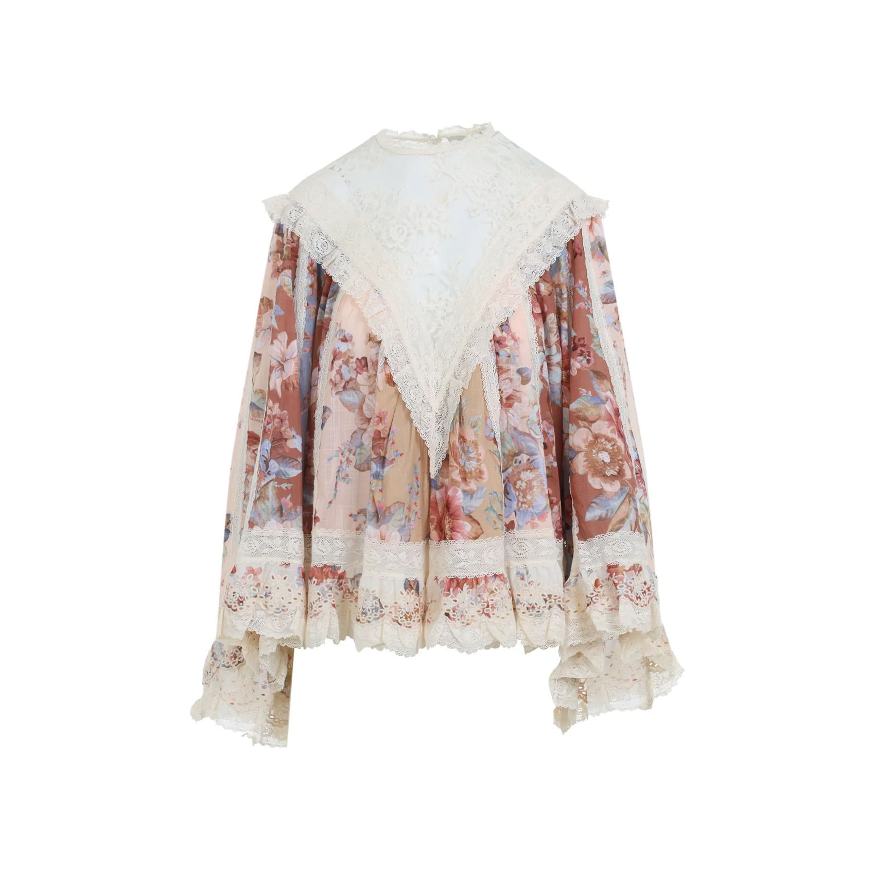 Zimmermann Awaken Lace Trim Blouse Spliced Print - Image 7