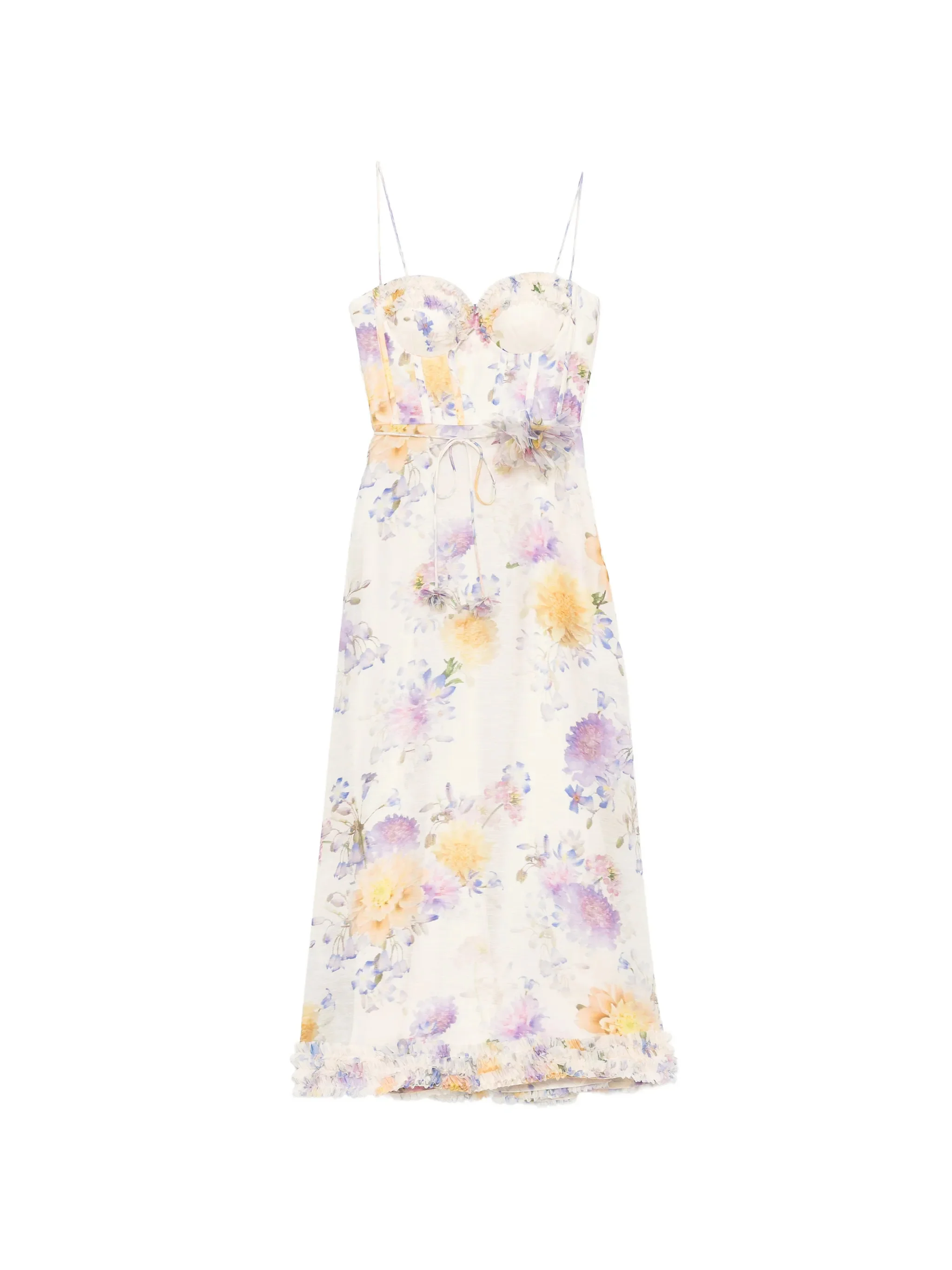 Zimmermann Elegant Corset Bodice Mini Dress with Flower Belt - Size 0