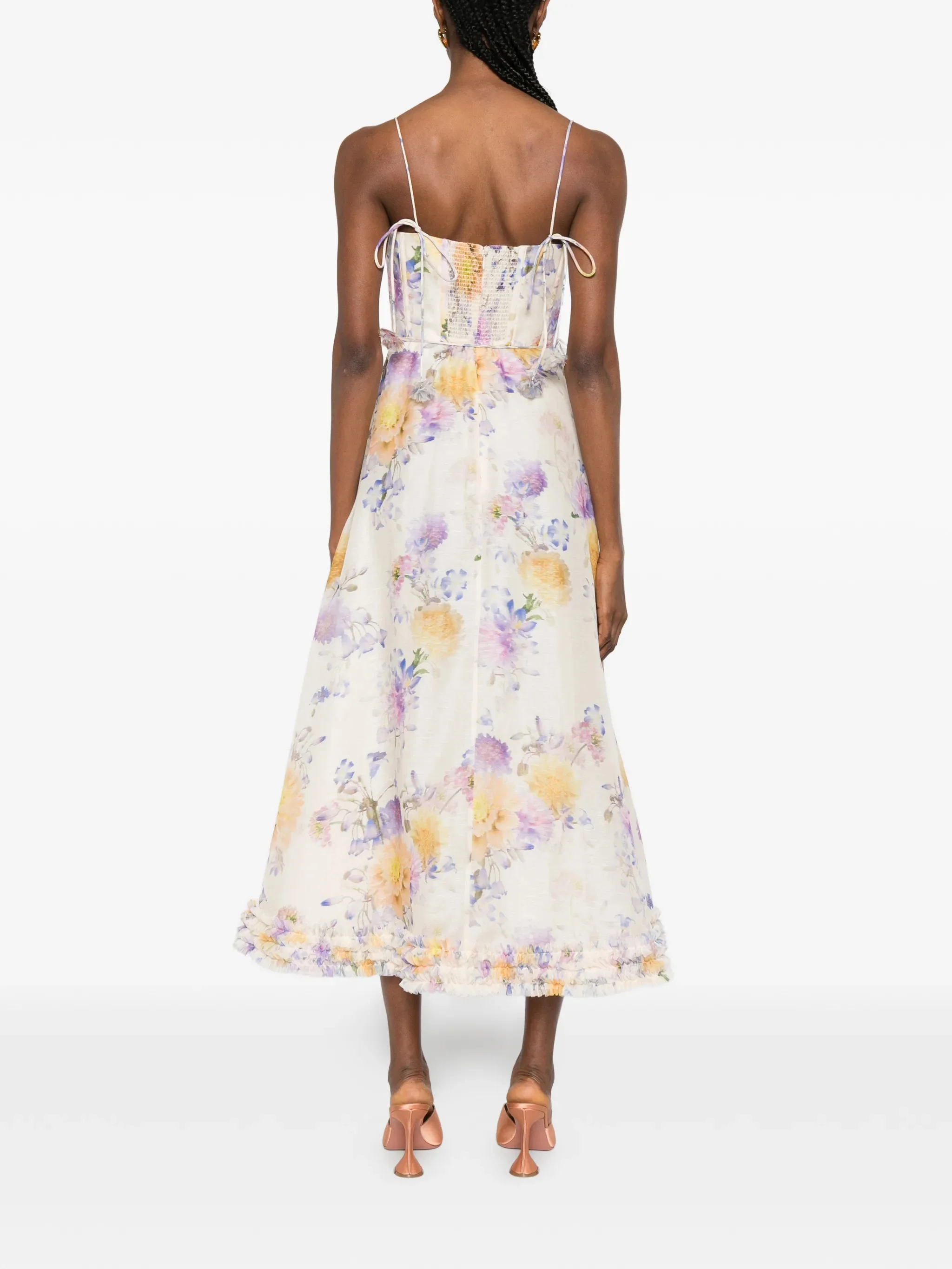 Zimmermann Elegant Corset Bodice Mini Dress with Flower Belt - Size 0 - Image 4