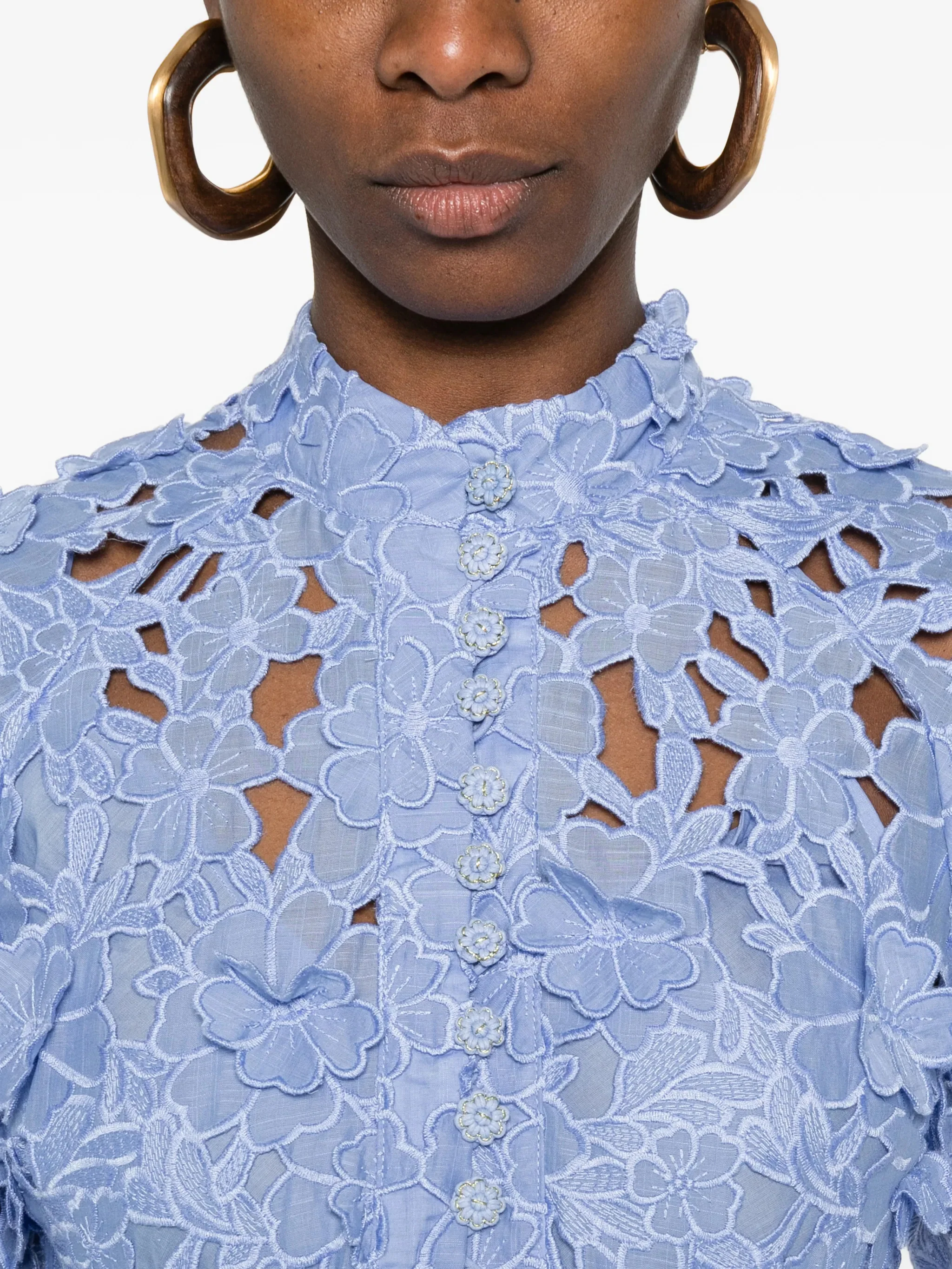 Zimmermann Elegant Mini Dress with Sophisticated Cuffs and Embroidered Details - Size 0 - Image 5