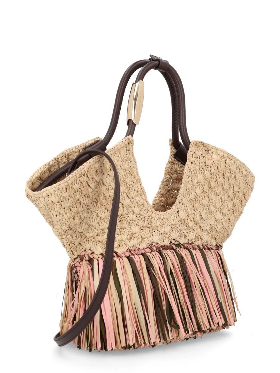 ZIMMERMANN Goldentime Small Leather-trimmed Fringed Raffia Tote - Image 5