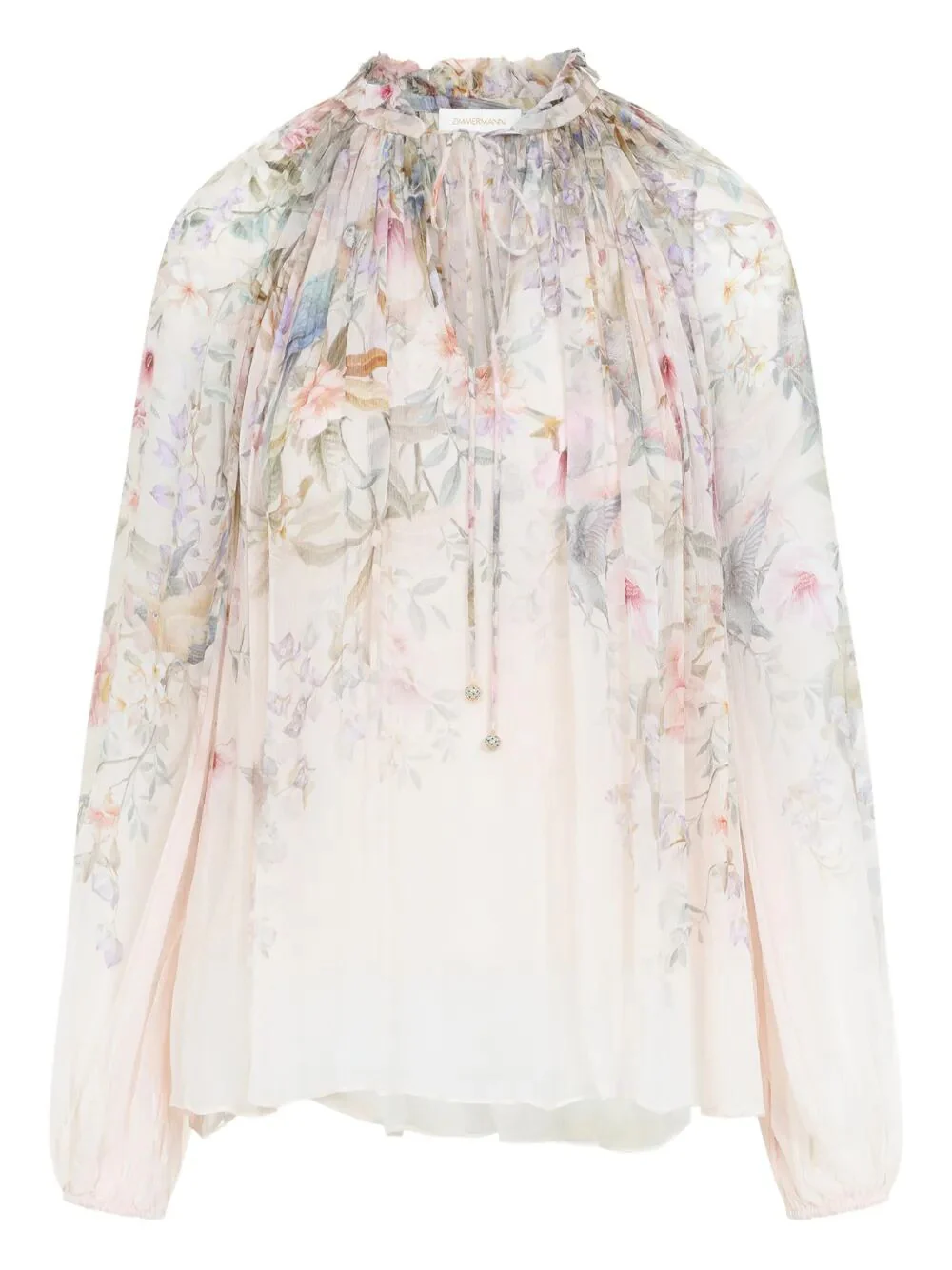 ZIMMERMANN High Neck 'rebellion' Blouse with Bow Detail on the Front in Viscose for Women