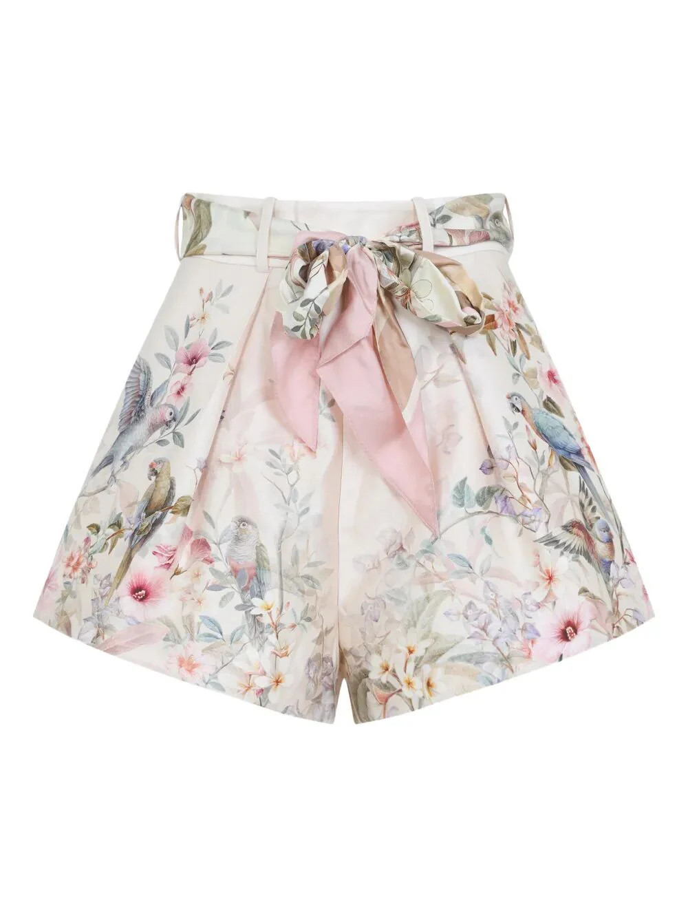 Zimmermann Mini Floral Print Belt Pleated Shorts for Women - Image 2
