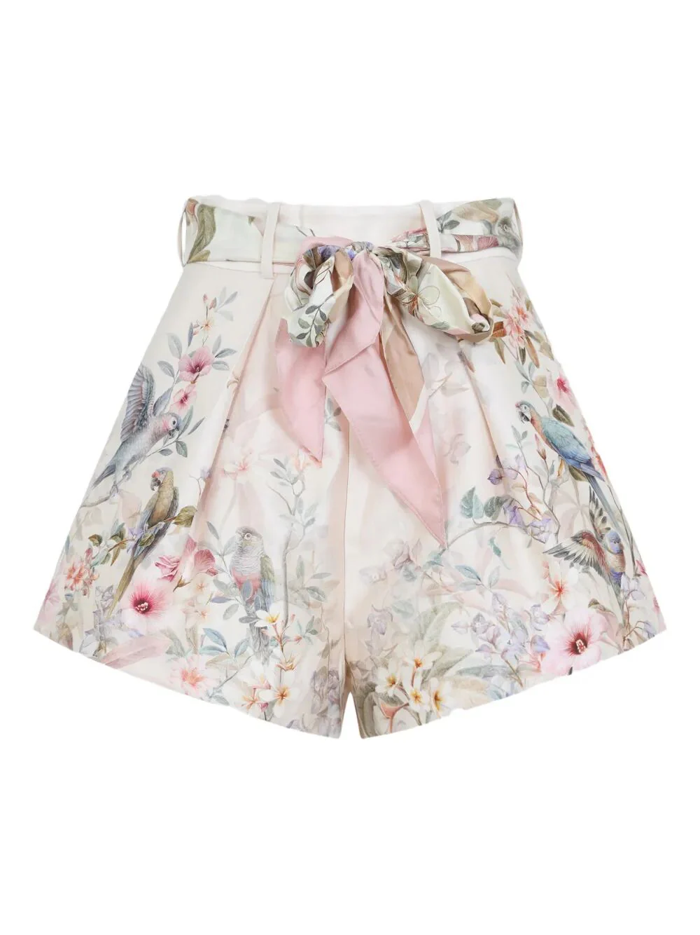 Zimmermann Mini Floral Print Belt Pleated Shorts for Women - Image 4