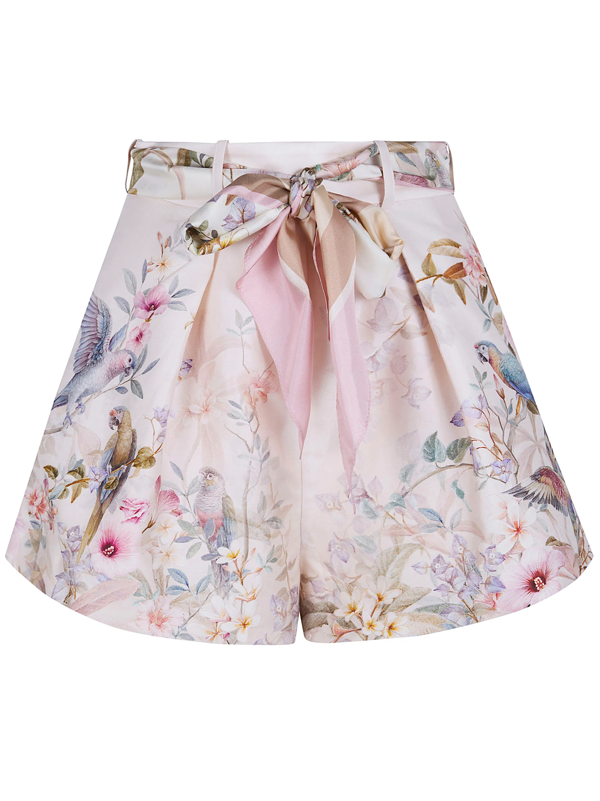 Zimmermann Mini Floral Print Belt Pleated Shorts for Women - Image 5