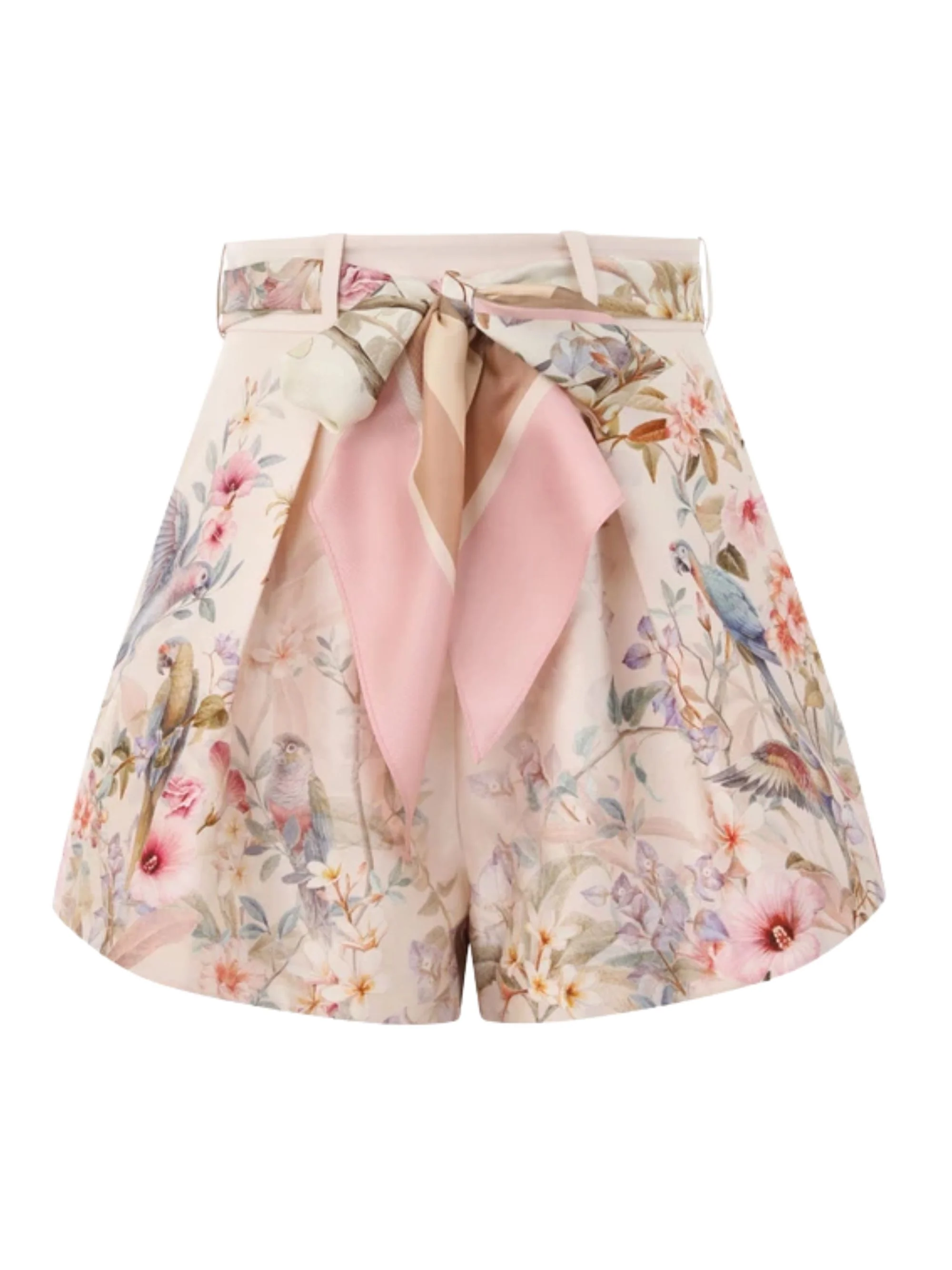 Zimmermann Mini Floral Print Belt Pleated Shorts for Women - Image 6
