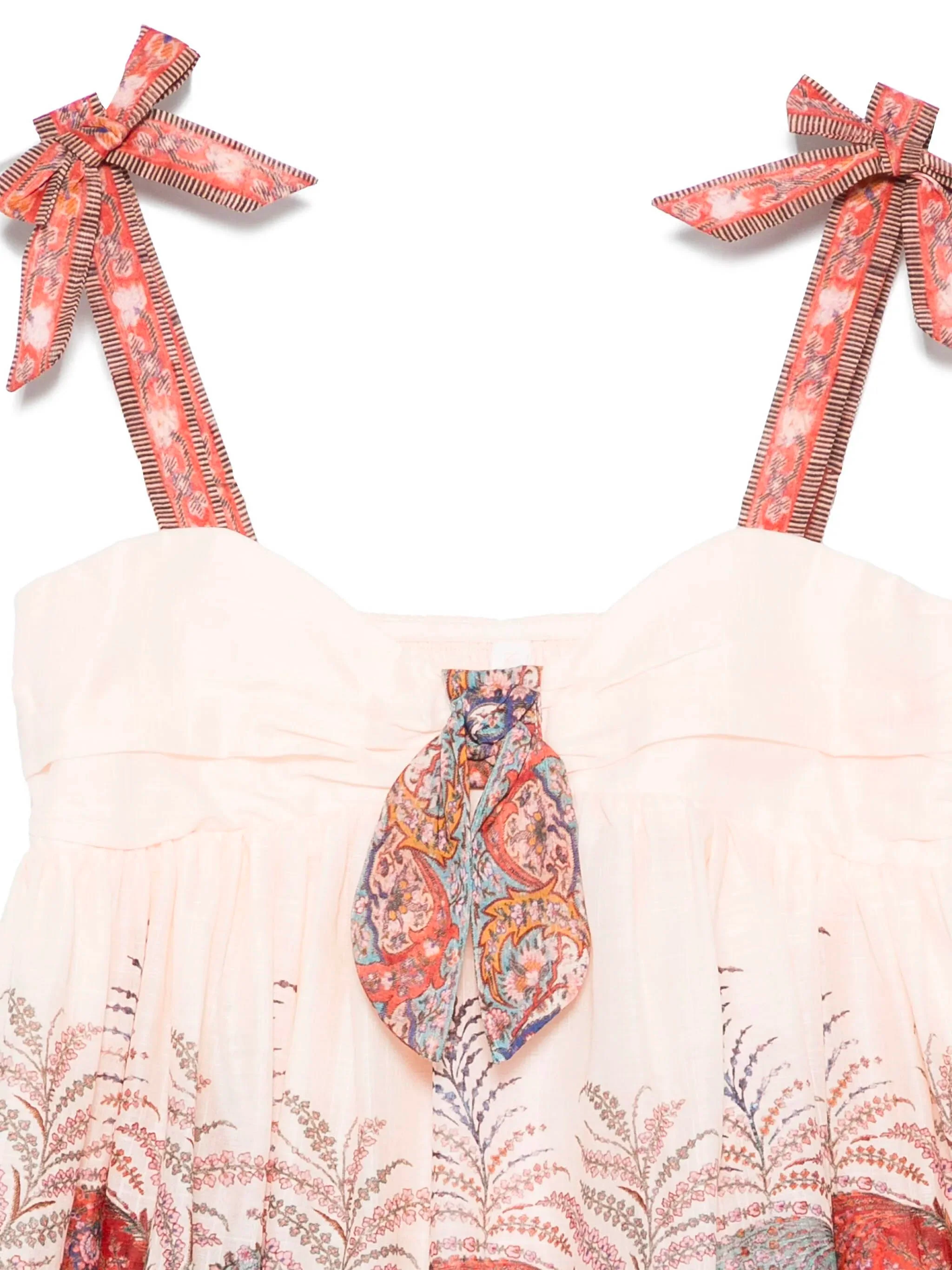 Zimmermann Mini Ruffled Cotton Dress with Appliqued Bows - Image 2