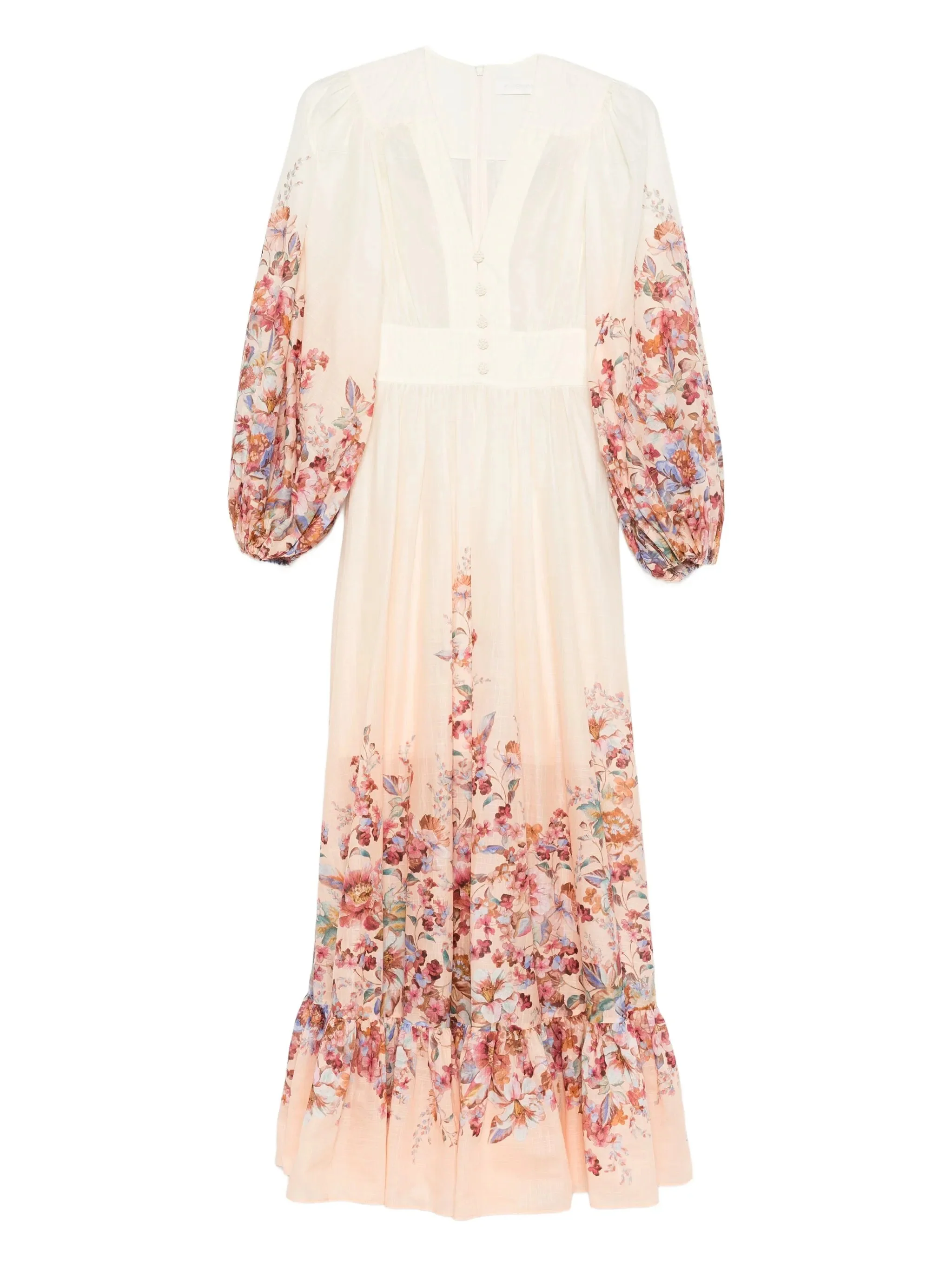 Zimmermann V-Neck Mini Dress with Floral Button Detail - Size 0