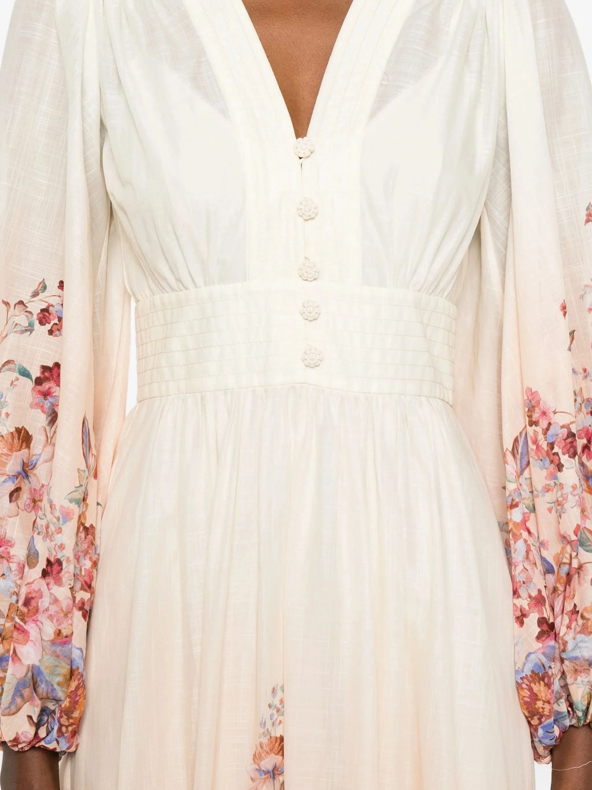 Zimmermann V-Neck Mini Dress with Floral Button Detail - Size 0 - Image 5