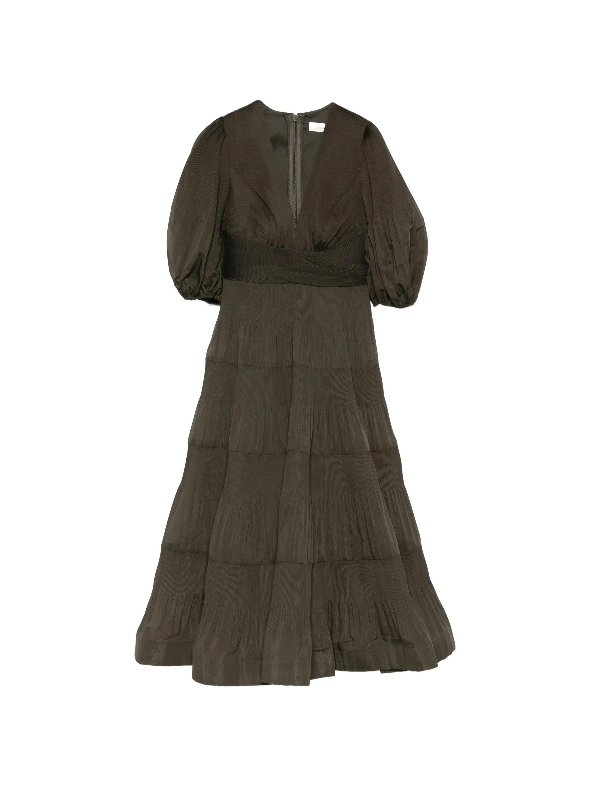 Zimmermann V-Neck Mini Dress with Optional Closure and Puff Sleeves