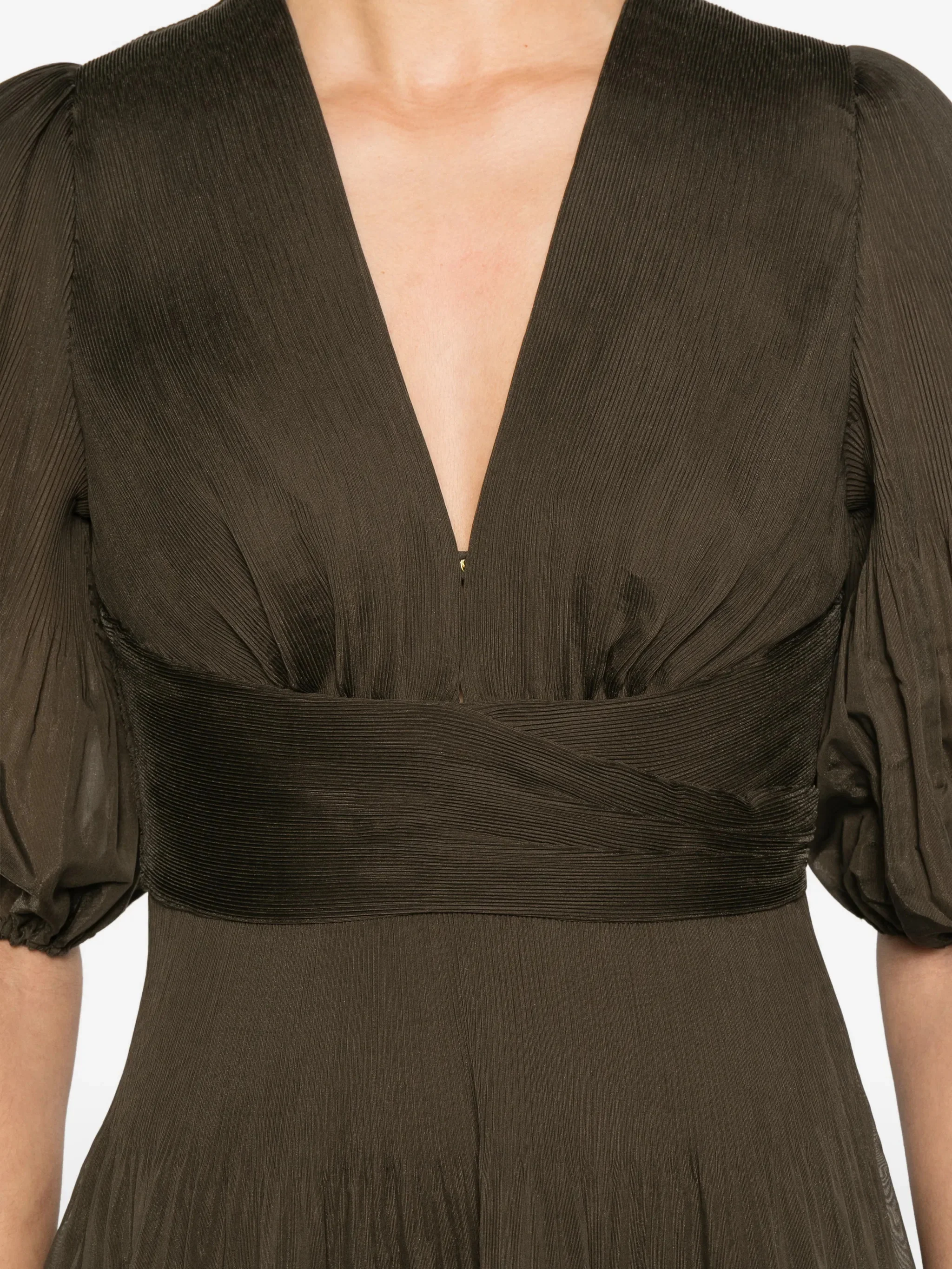 Zimmermann V-Neck Mini Dress with Optional Closure and Puff Sleeves - Image 5